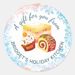 Pegatina Redonda Navidades pasteleros horneando personalizado