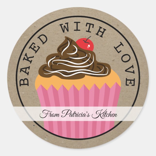 Pegatina Redonda Navidades pasteles horneados con amor Kraft (Anverso)