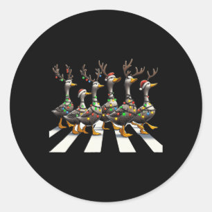 Pegatina Redonda Navidades Patos Cutan Animales Navidades Temen Pat