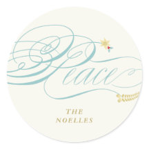 Navidades Peace Script Calligraphy Foliage Classic