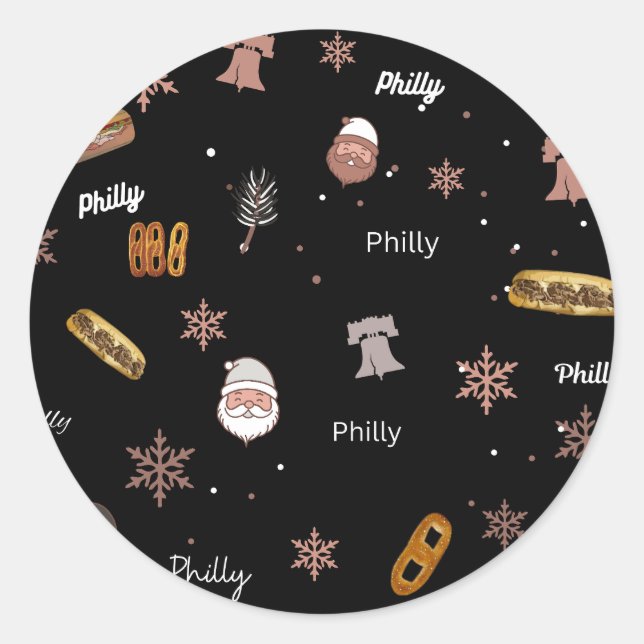 Pegatina Redonda Navidades pegatina-Philly (Anverso)