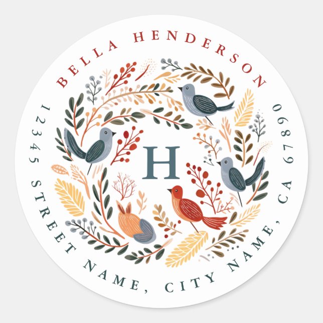 Pegatina Redonda Navidades Pegatinas de la Ronda de Aves (Anverso)