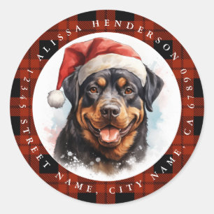 Pegatina Redonda Navidades Pegatinas de la Ronda Rottweiler