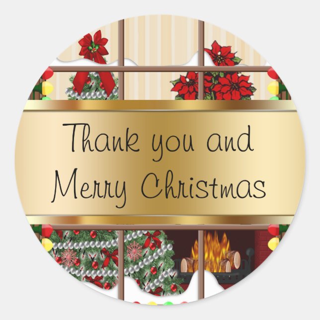 Pegatina Redonda Navidades Pegatinas de vacaciones gracias (Anverso)
