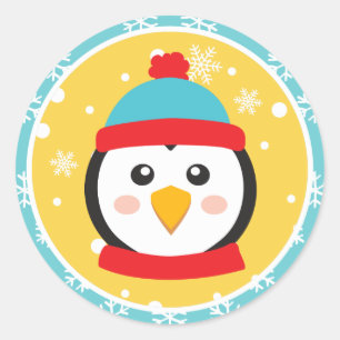 Pegatina Redonda Navidades - Pegatinas pingüinos (Ronda)
