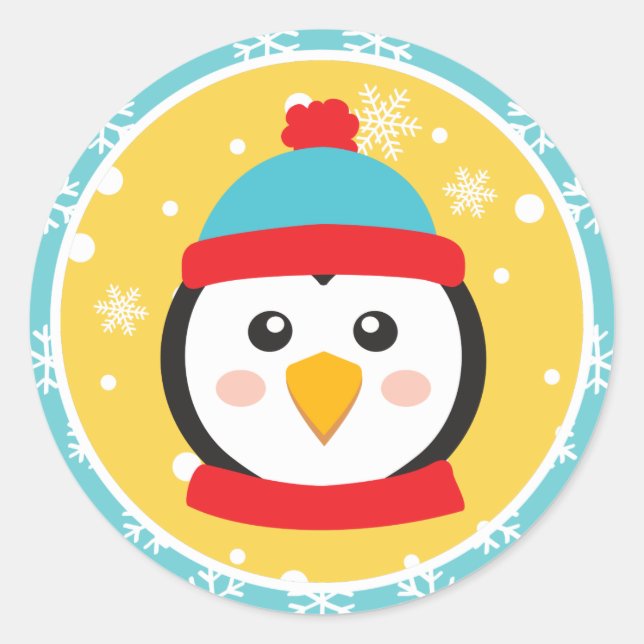 Pegatina Redonda Navidades - Pegatinas pingüinos (Ronda) (Anverso)