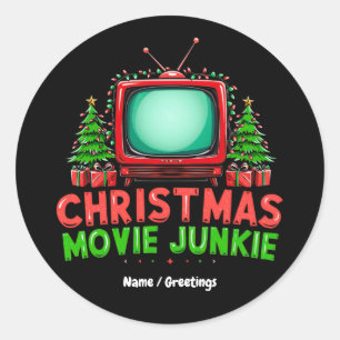 Pegatina Redonda Navidades película Junkie Retro Festividad diverti