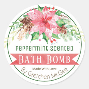 Pegatina Redonda Navidades Peppermint Scentt Bath Bombels