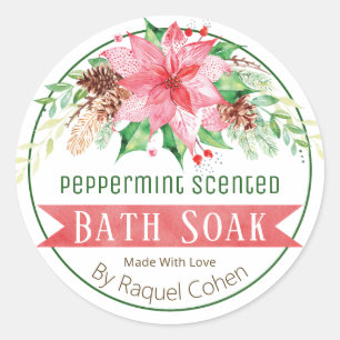 Pegatina Redonda Navidades Peppermint Scentt Bath Soak Labels