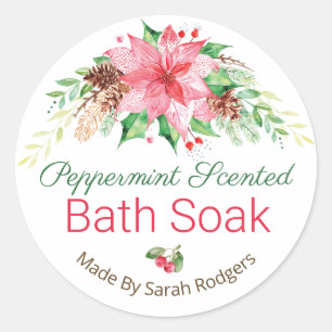 Pegatina Redonda Navidades Peppermint Scentt Bath Soak Labels