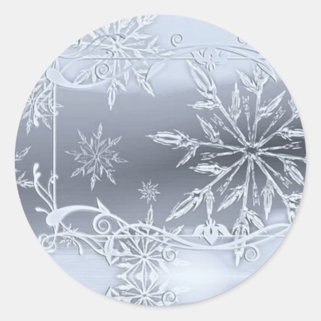 Pegatina Redonda Navidades perfectos Silver SNowflake (Anverso)