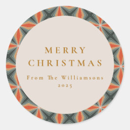 Pegatina Redonda Navidades Personalizado de Estrellas de Mediados d