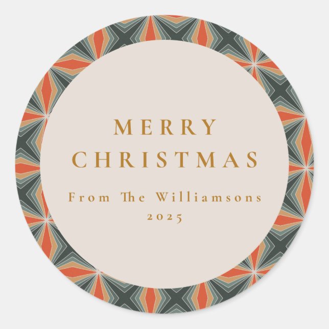 Pegatina Redonda Navidades Personalizado de Estrellas de Mediados d (Anverso)