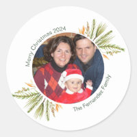 Navidades personalizado de fotografía redonda acua