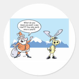 Pegatina Redonda Navidades Personalizado Santa y los renos en huelg