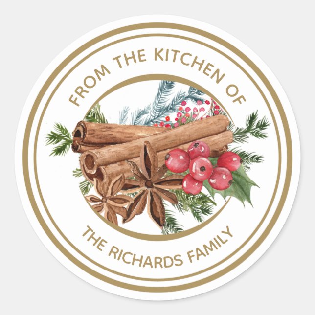 Pegatina Redonda Navidades personalizados Cocinar sobre vacaciones (Anverso)