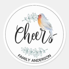 Pegatina Redonda Navidades personalizados de CHEERS modernos Robin