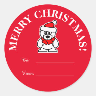 Pegatina Redonda Navidades personalizados de Santa a y desde pegati