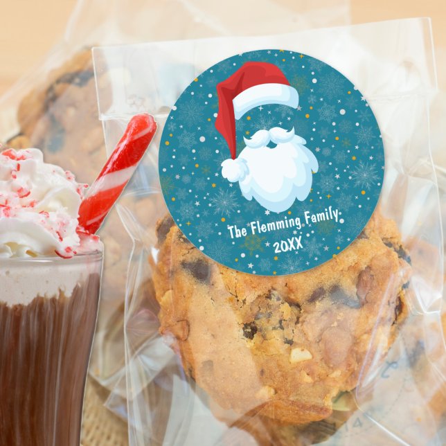 Pegatina Redonda Navidades personalizados de Santa en negrita (Bold Santa Customized Christmas Sticker)