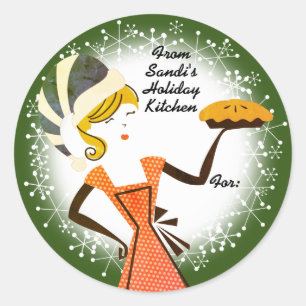 Pegatina Redonda Navidades personalizados del pastel de pastelería 