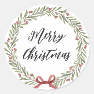 Pegatina Redonda Navidades personalizados escribieron Feliz Navidad