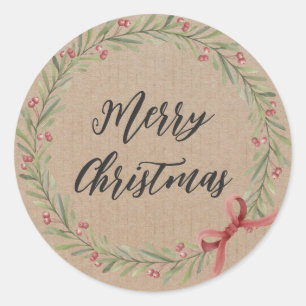 Pegatina Redonda Navidades personalizados escribieron Feliz Navidad