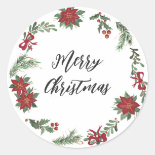 Pegatina Redonda Navidades personalizados escribieron Feliz Navidad