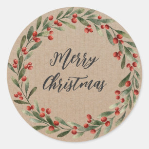 Pegatina Redonda Navidades personalizados escribieron Feliz Navidad