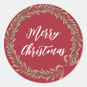 Pegatina Redonda Navidades personalizados escribieron Feliz Navidad