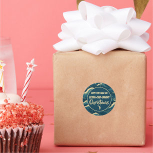 Pegatina Redonda Navidades personalizados haciendo brotes graciosos