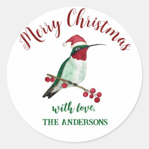 Pegatina Redonda Navidades personalizados Hummingbird