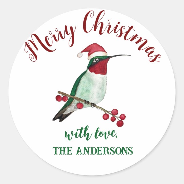 Pegatina Redonda Navidades personalizados Hummingbird (Anverso)