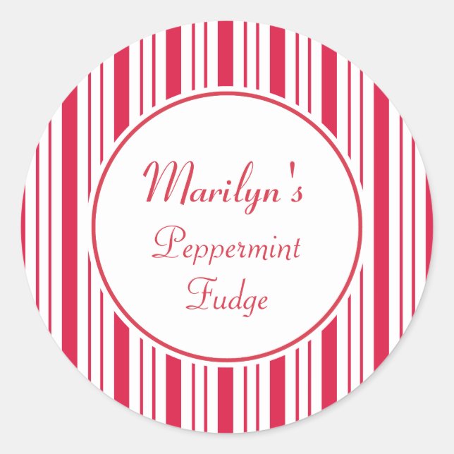 Pegatina Redonda Navidades personalizados Peppermint Gift Pegatinas (Anverso)