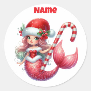 Pegatina Redonda Navidades personalizados Sticke Circular de Sirena