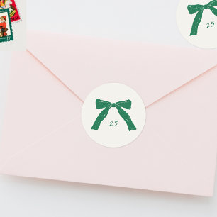 Pegatina Redonda navidades personalizados verdes se inclina por vac