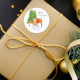 Pegatina Redonda Navidades personalizados Winter Wonderland