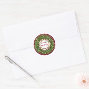 Pegatina Redonda Navidades Pine Needle Decorada Wreath