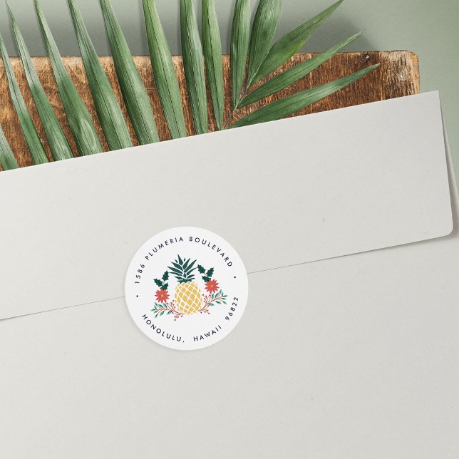 Pegatina Redonda Navidades Pineapple | Dirección de devolución de v (Subido por el creador)