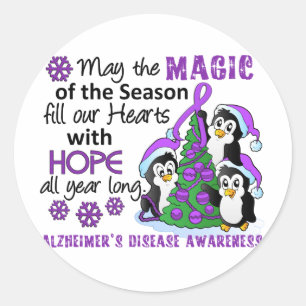 Pegatina Redonda Navidades Pingüinos Alzheimer