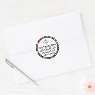 Pegatina Redonda Navidades pintados a mano Dirección de devolución 