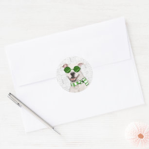 Pegatina Redonda Navidades Pit Bulldog Lover