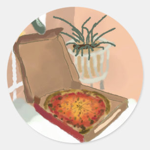 Pegatina Redonda Navidades Pizza