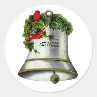 Pegatina Redonda Navidades plateados Bell