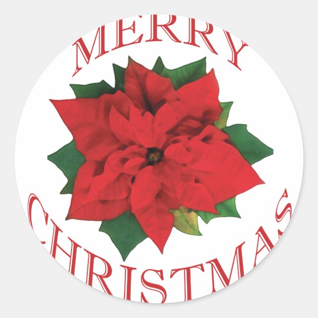 Pegatina Redonda Navidades Poinsetta (Anverso)
