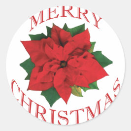Pegatina Redonda Navidades Poinsetta