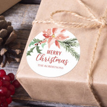 Navidades Poinsettia Watercolor Botánico