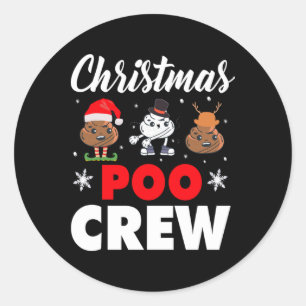 Pegatina Redonda Navidades Poo Crew Holiday Graciosa Emoji de Navid