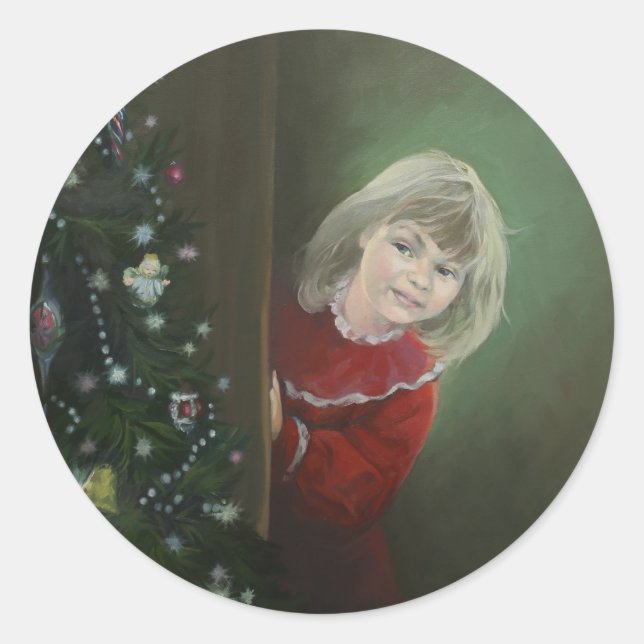 Pegatina Redonda Navidades por la mañana (Anverso)