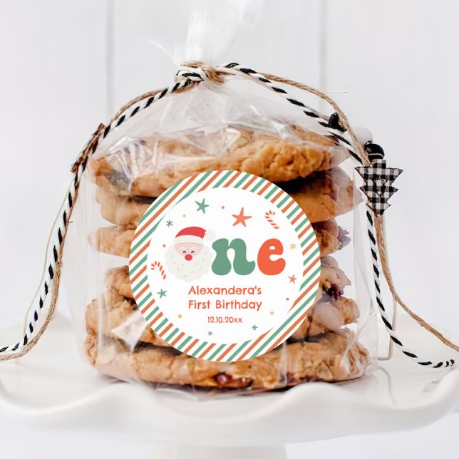 Pegatina Redonda Navidades primer Fiesta de cumpleaños (Subido por el creador)