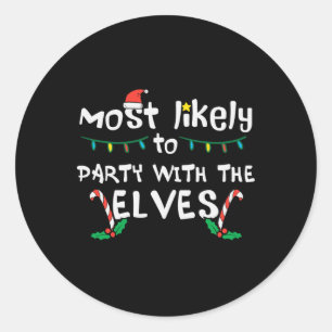 Pegatina Redonda Navidades Probablemente Fiestas Con Un Partido Fam